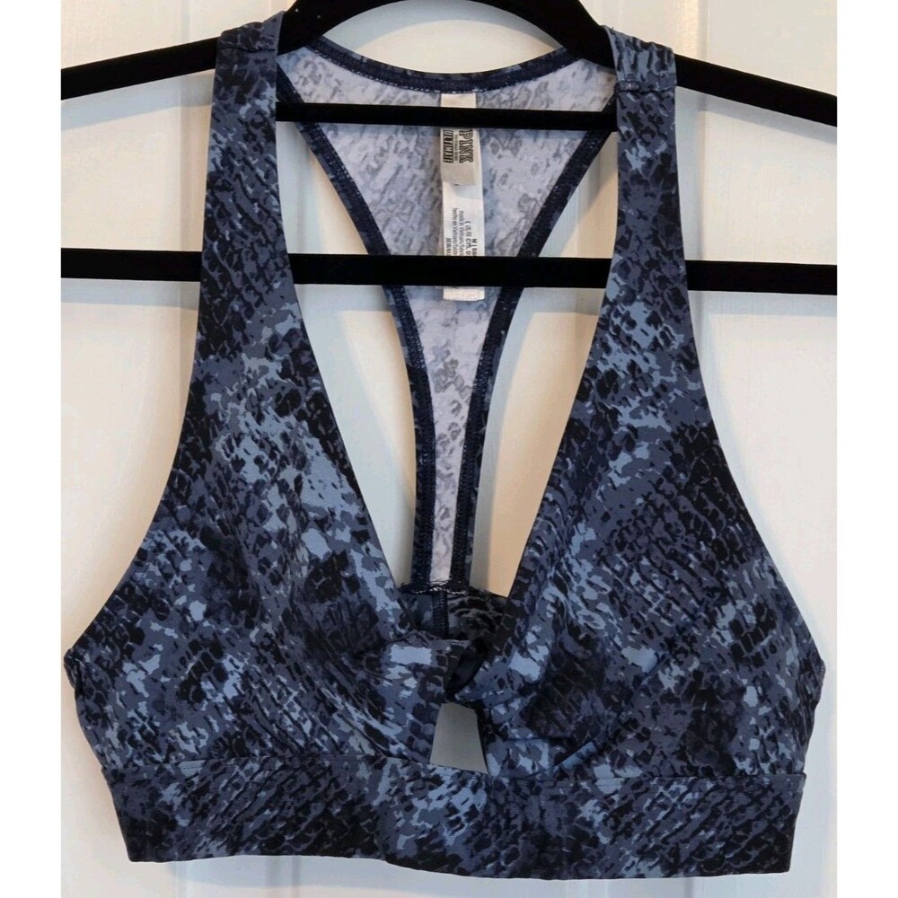 Victoria's Secret PINK Ultimate Twist Front Sports Bra Blue Snake - Size M